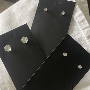 Set of 3 Elegant Silver Stud Earrings